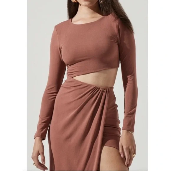 ASTR the Label Westwood Dress XL Pink Cutout Midi Stretch Jersey Sexy Revolve - Picture 2 of 8